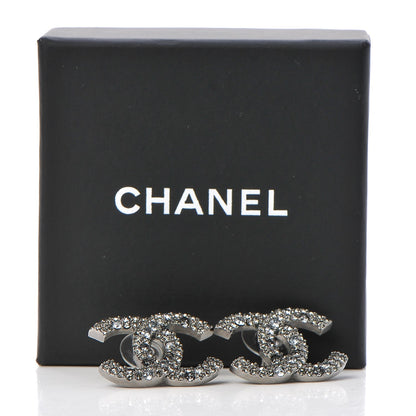 Chanel Crystal Ruthenium Large CC Earrings Grey Silver 5 of 5