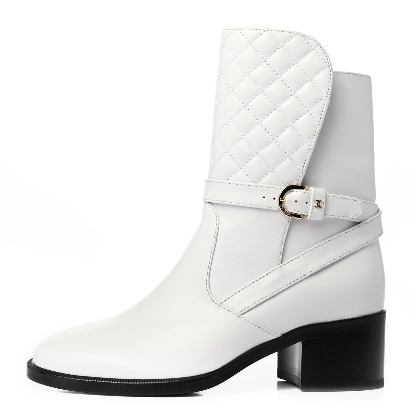 Calfskin Quilted CC Boots 37 White