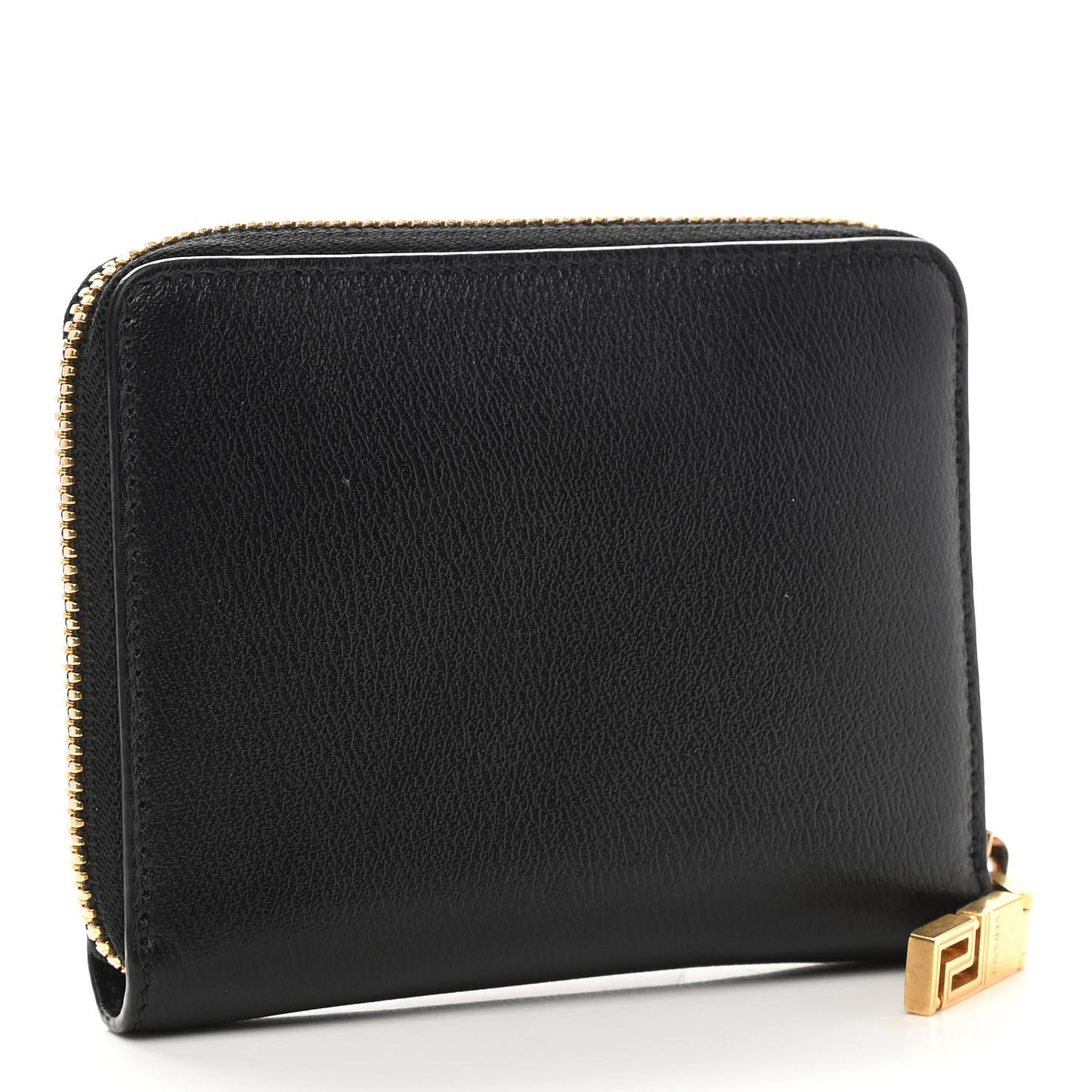 Calfskin Icon Compact Zip Around Wallet Black