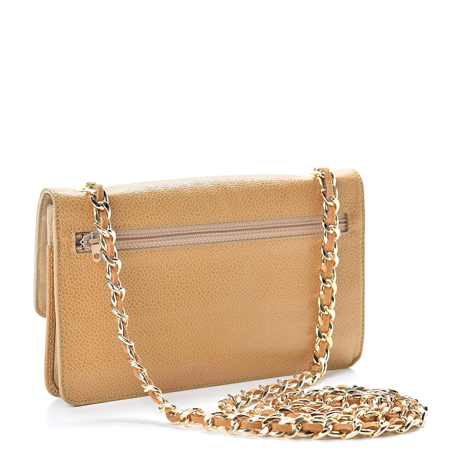 Chanel Caviar Timeless CC Wallet on Chain WOC Beige 3 of 19