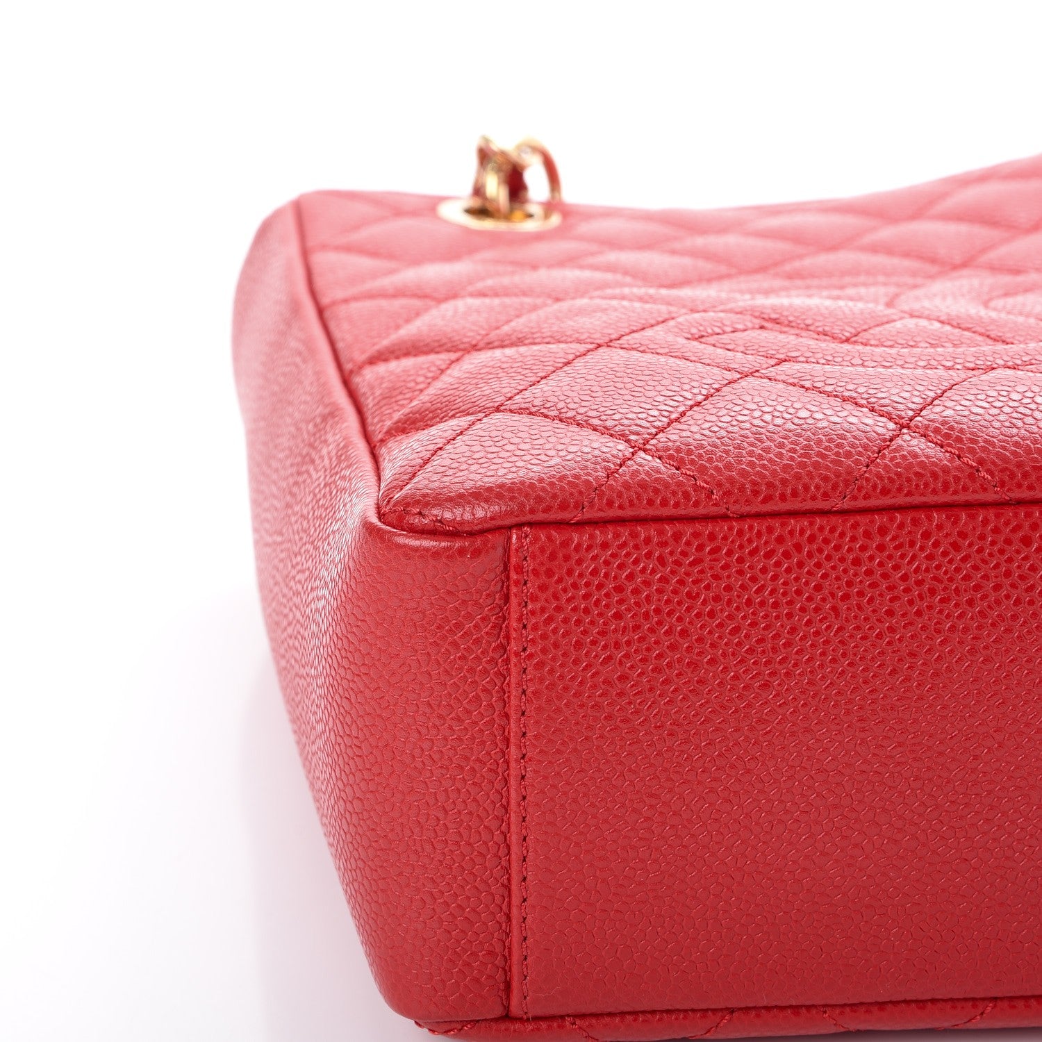 Chanel Caviar Quilted Petit Shopping Tote PST Red 8 of 10