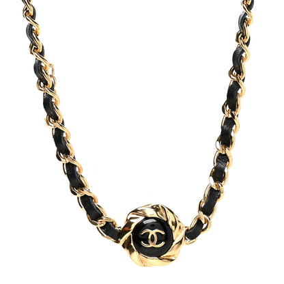 Chanel Metal Lambskin Enamel CC Choker Gold Black 1 of 5