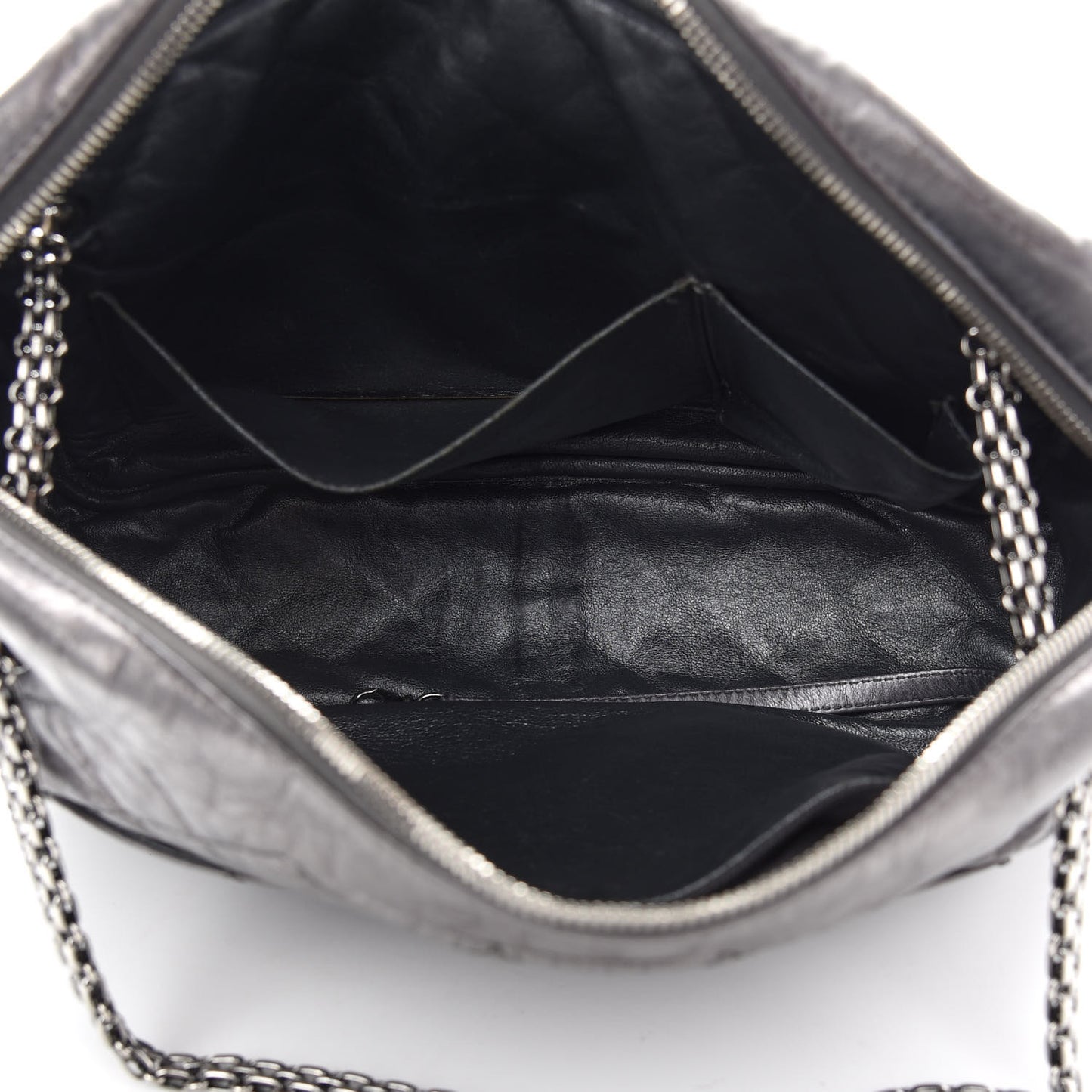 Metallic Aged Calfskin Quilted Large Reissue Camera Case Silver