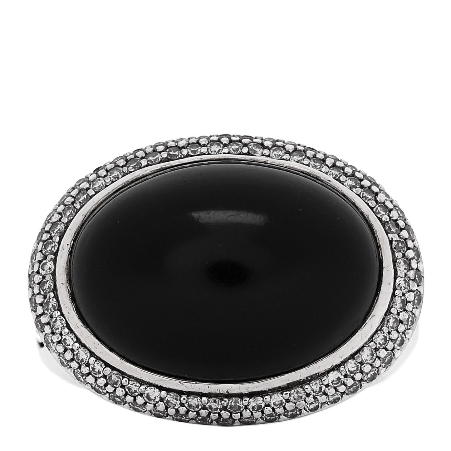 Sterling Silver Diamond Black Onyx Signature Oval Ring 54 7