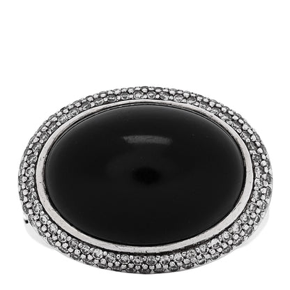 David Yurman Sterling Silver Diamond Black Onyx Signature Oval Ring 54 7 1 of 6