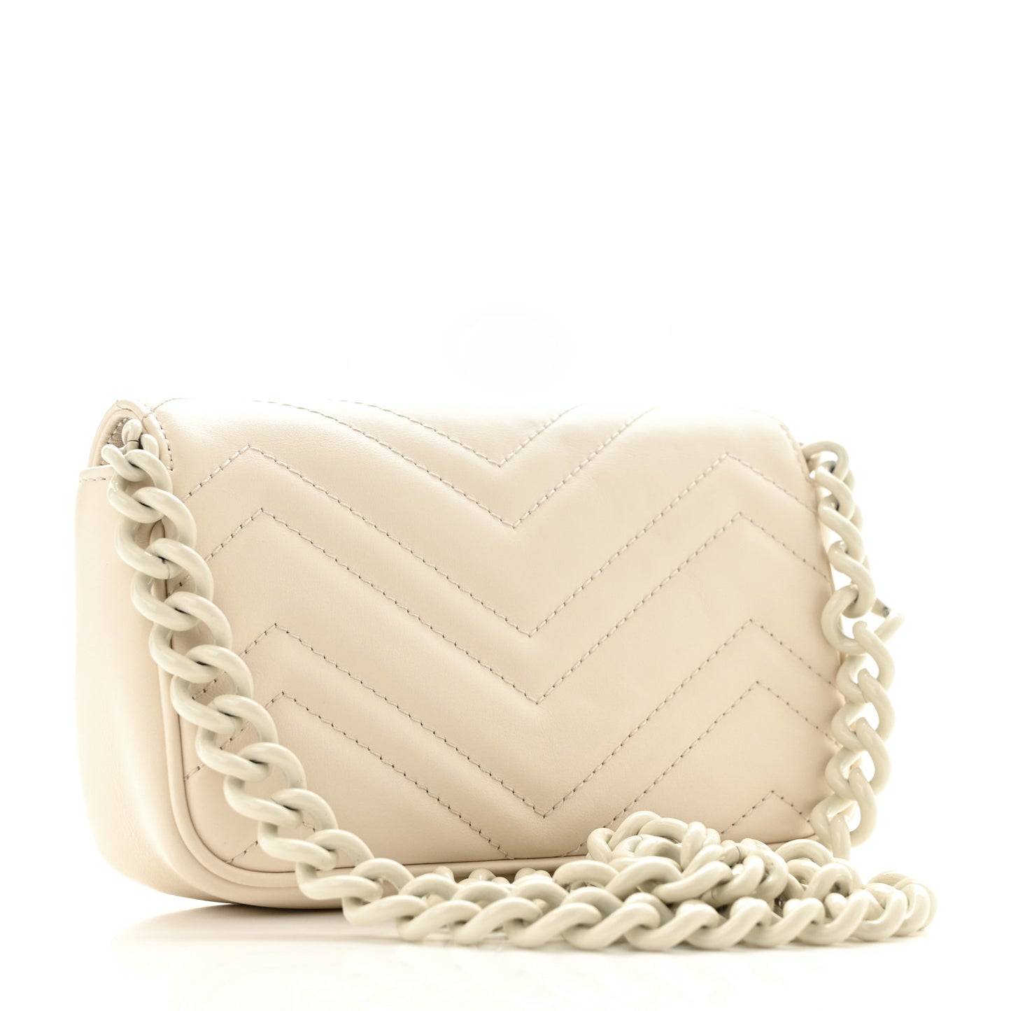 Calfskin Matelasse Monochrome GG Marmont Chain Belt Bag Mystic White