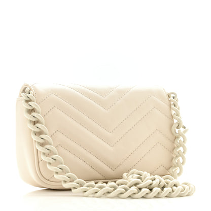 Gucci Calfskin Matelasse Monochrome GG Marmont Chain Belt Bag Mystic White 3 of 12