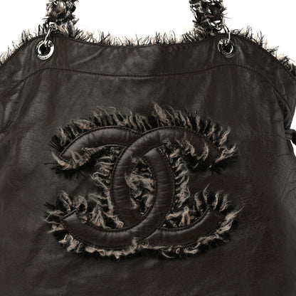 Chanel Tweed Lambskin Drawstring Tweedy Tote Brown 8 of 10