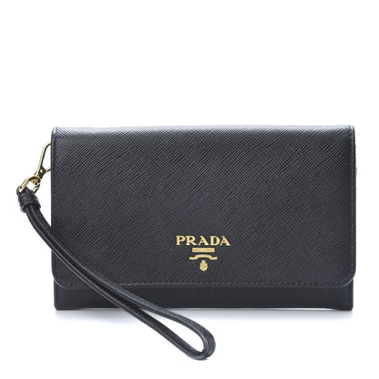 Prada Saffiano Metal Wristlet Black 1 of 8