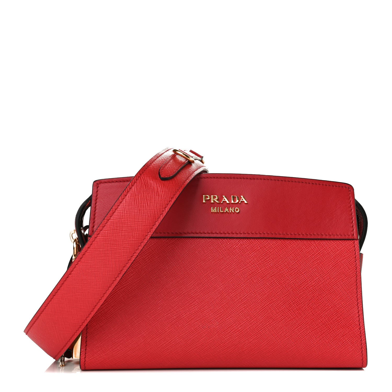 Prada Saffiano Soft Calfskin Bandoliera Bag Rosso 1 of 6