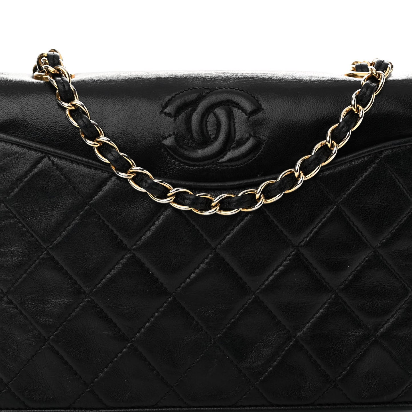Lambskin Quilted CC Small Single Flap Black