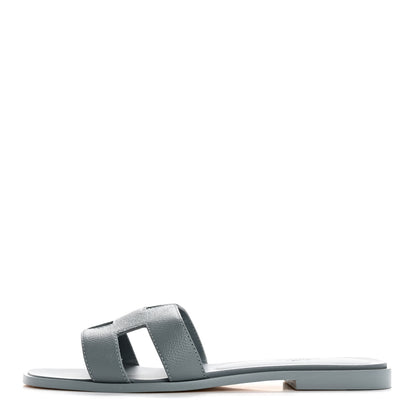 Hermes Epsom Oran Sandals 37.5 Gris Antarctique 1 of 10