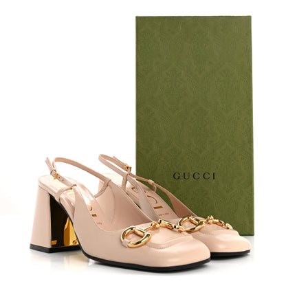 Gucci Malaga Kid Horsebit 75mm Slingback Pumps 40 Skin Rose 11 of 11
