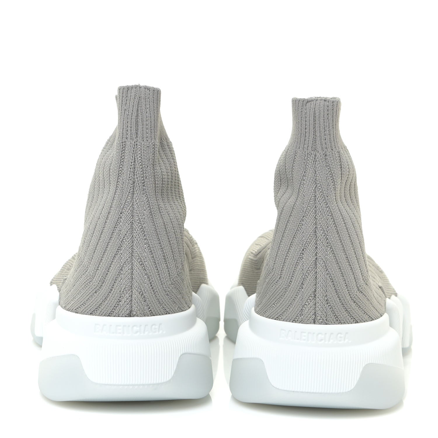Balenciaga Ribbed Knit Womens Speed 2.0 Transparent Sole Sneakers 39 Baltic Grey White 5 of 12
