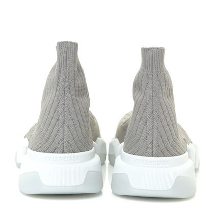 Balenciaga Ribbed Knit Womens Speed 2.0 Transparent Sole Sneakers 39 Baltic Grey White 5 of 12
