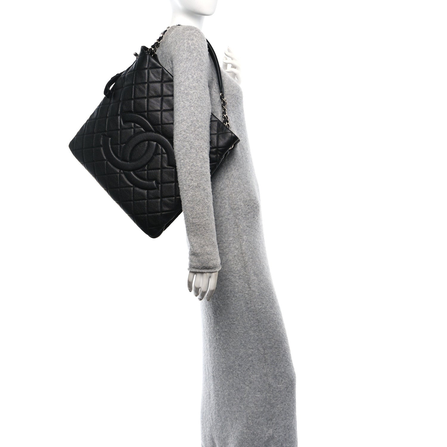 Chanel Caviar Quilted Expandable Zip Hobo Black 2 of 10