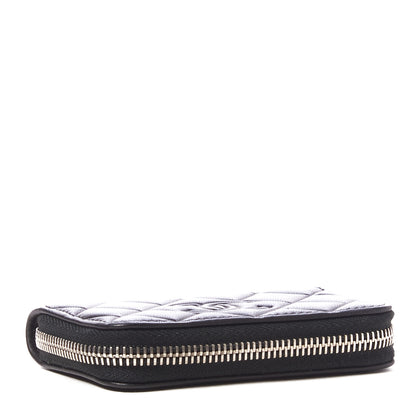 Chanel Lambskin Quilted Diamond CC Zip Around Coin Purse Black 3 of 11