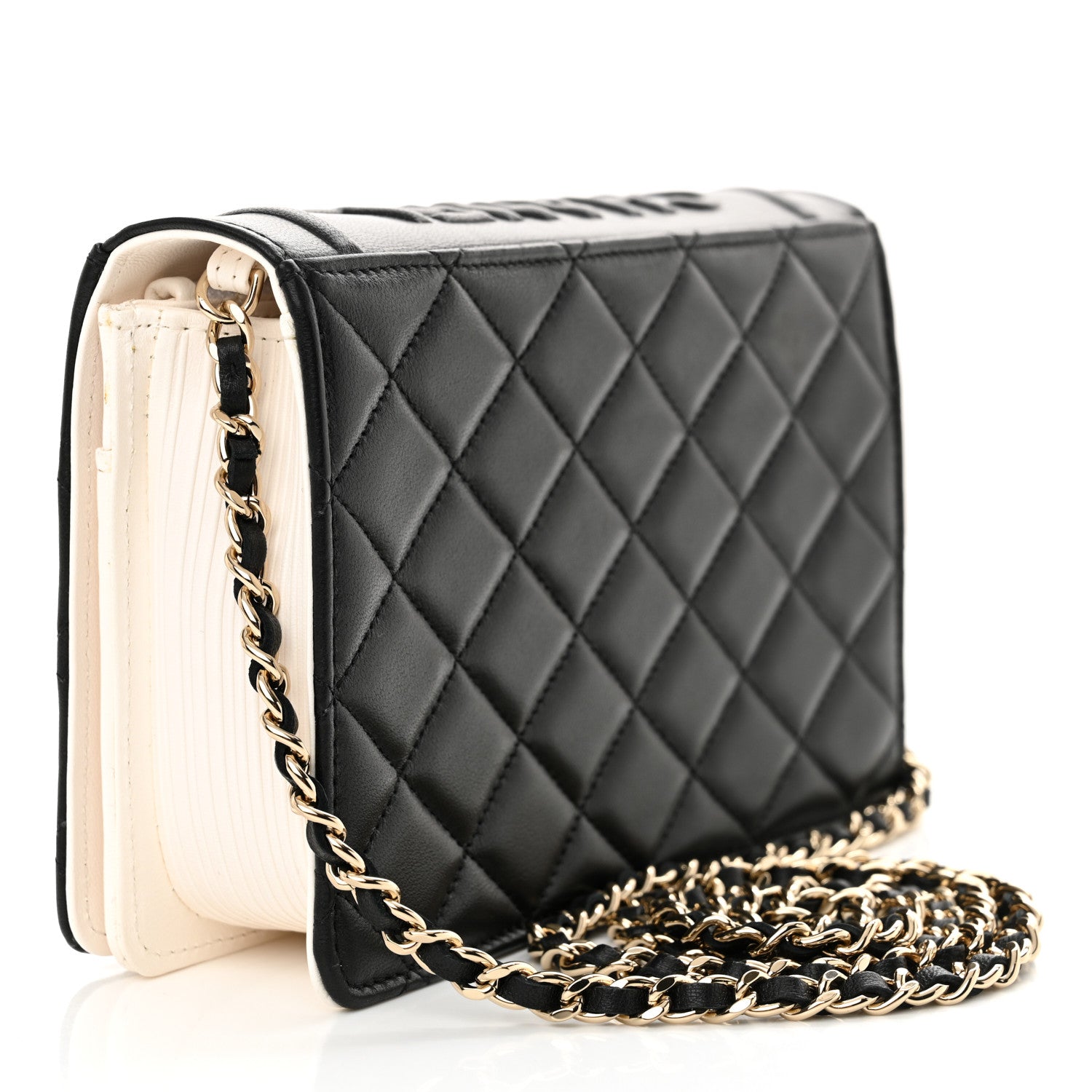 Chanel Lambskin Quilted Book Wallet On Chain WOC Black 3 of 12