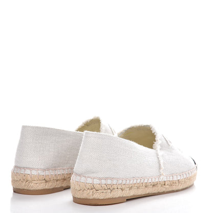 Chanel Linen CC Espadrilles 38 Beige Black 4 of 10