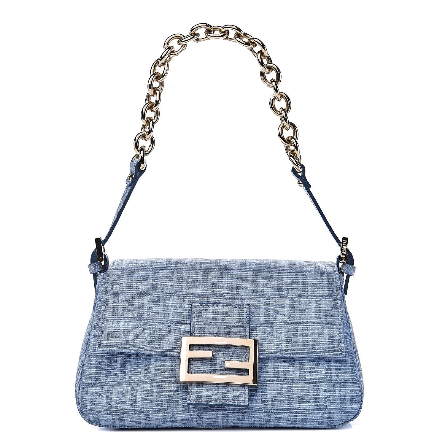 Fendi Zucchino Spalmati Forever Mini Mama Baguette Celeste 1 of 11