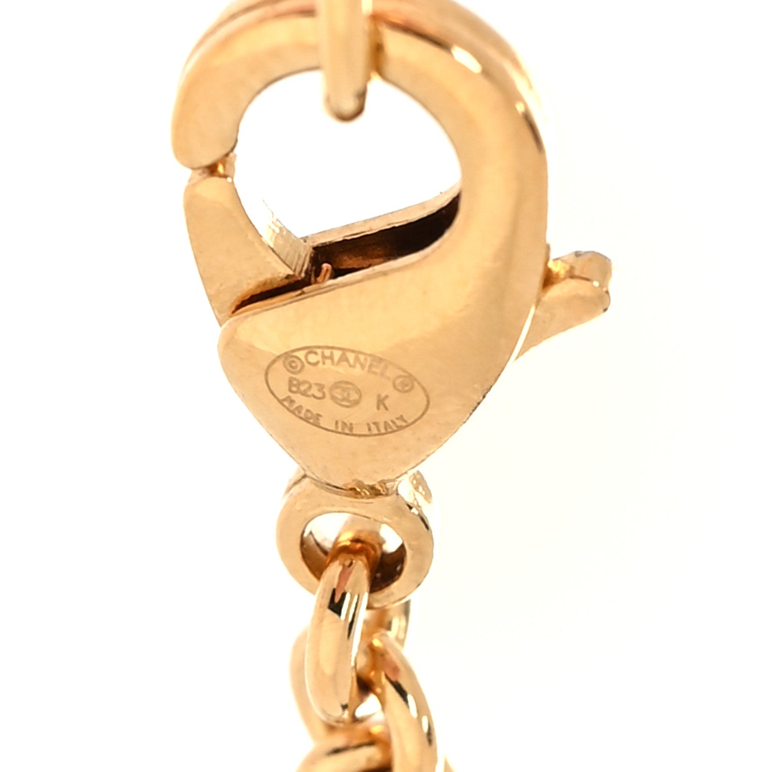 Chanel Resin Crystal Pearl Chain Heart CC Pendant Necklace Pink White Gold 5 of 5