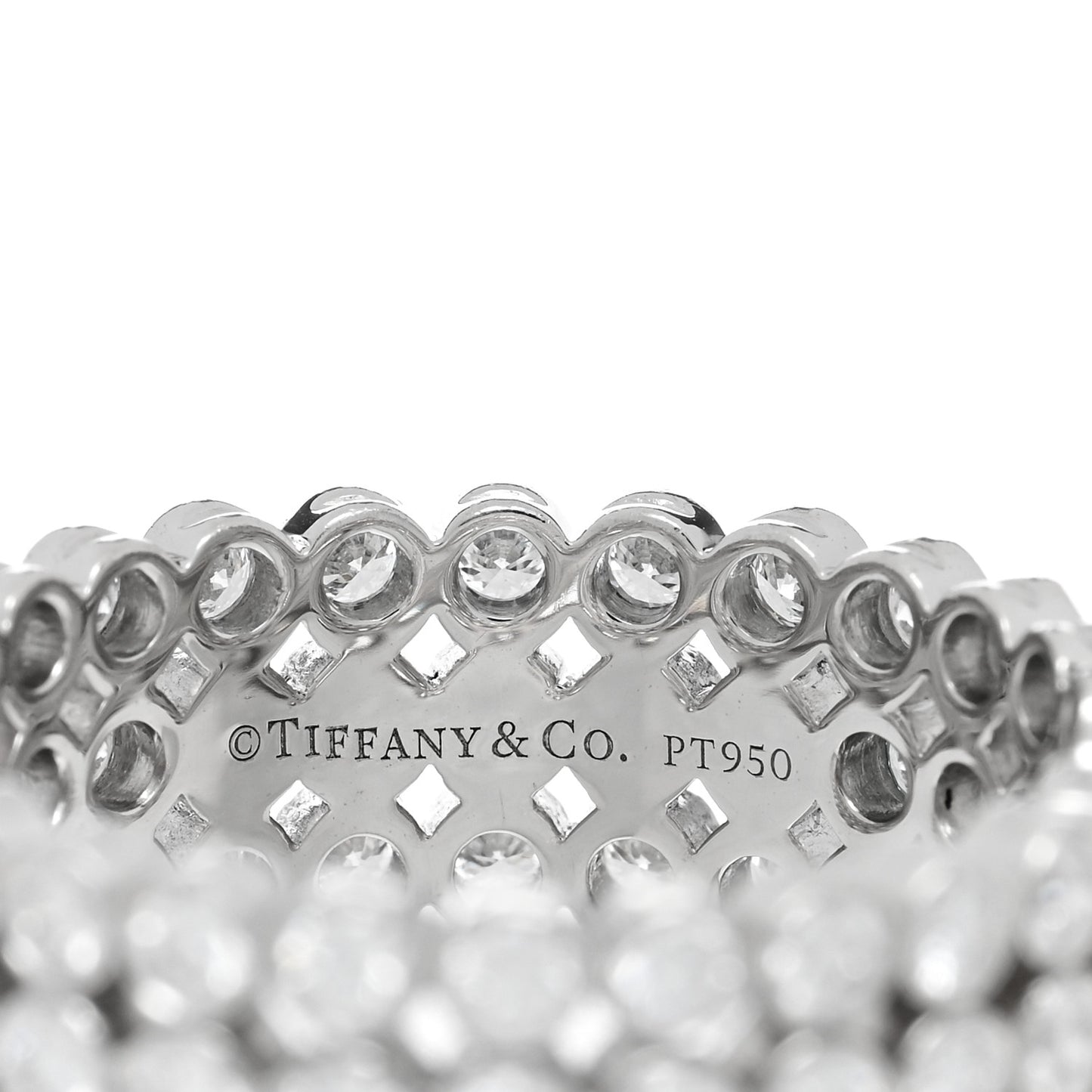 Platinum Diamond Jazz Three-Row Band Ring 52 6