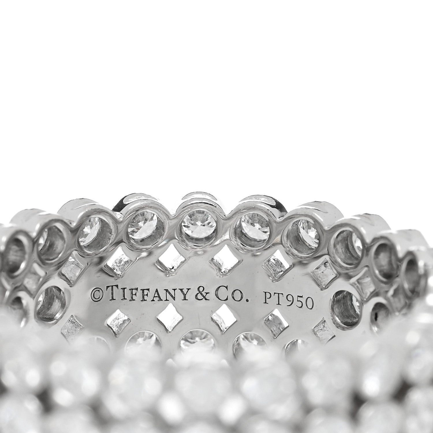 Tiffany Platinum Diamond Jazz Three-Row Band Ring 52 6 4 of 5