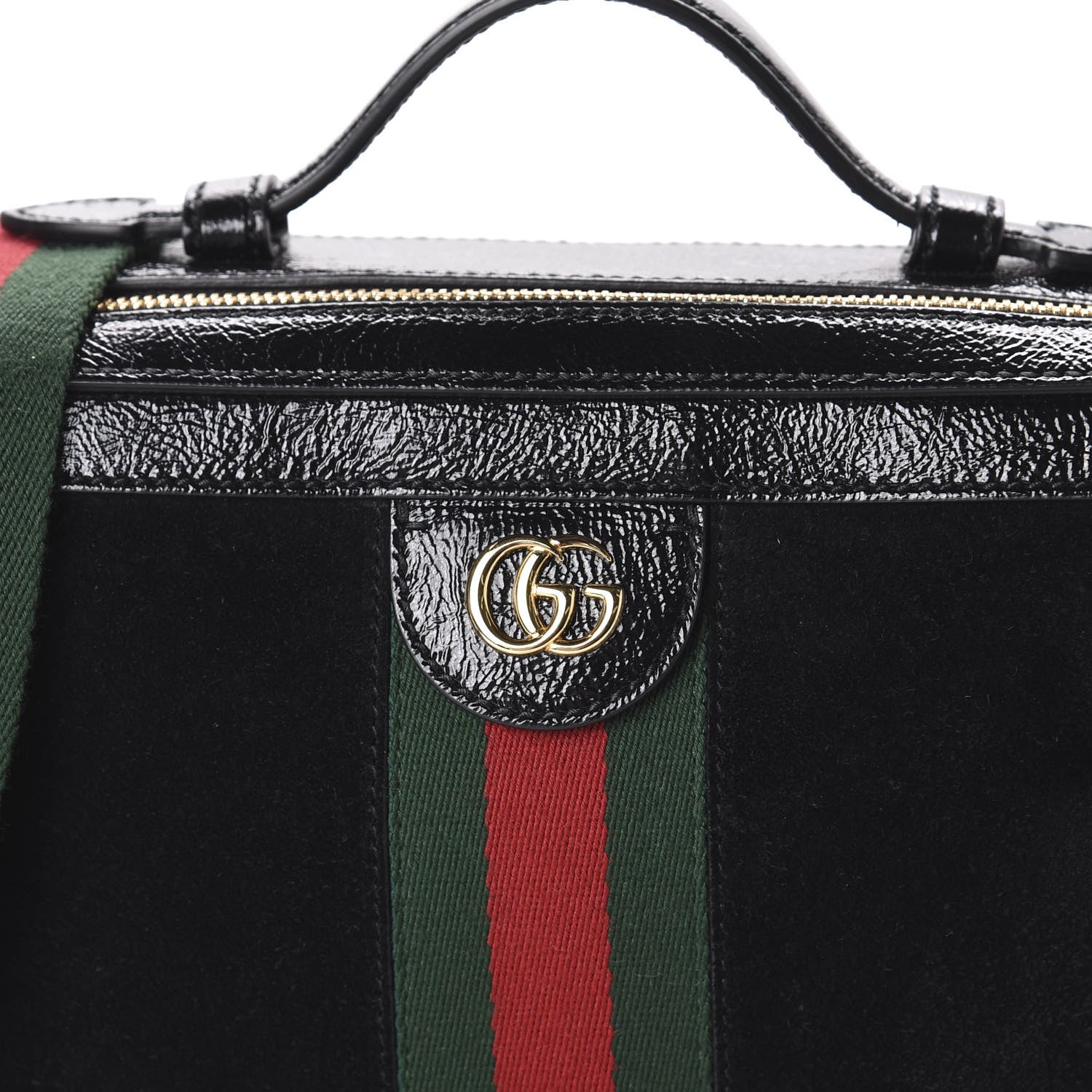 Gucci Suede Patent Web Small Ophidia Top Handle Shoulder Bag Black 11 of 11