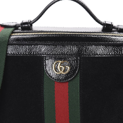 Gucci Suede Patent Web Small Ophidia Top Handle Shoulder Bag Black 11 of 11