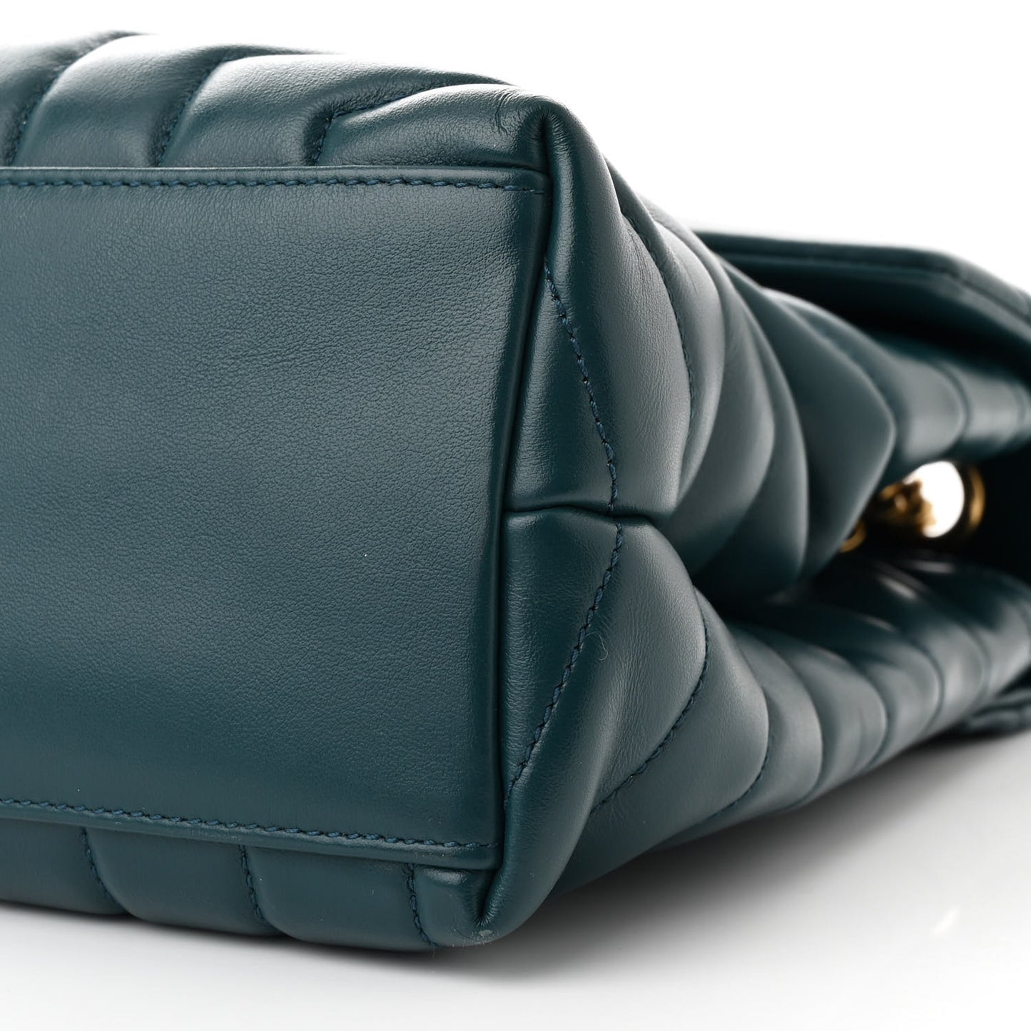 Calfskin Y Quilted Monogram Medium Loulou Chain Satchel Sea Turquoise