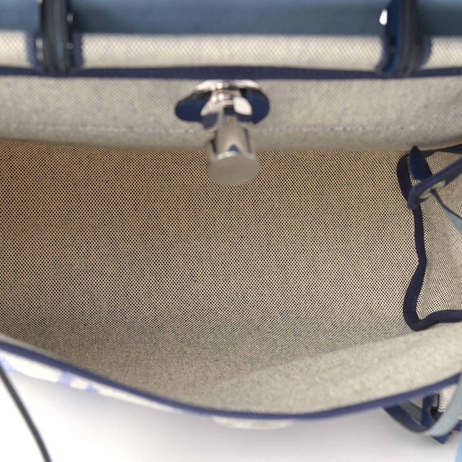 Hermes Vache Hunter Toile H Brides de Gala Herbag Zip Retourne 31 PM Bleu De France Ecru Black 6 of 10