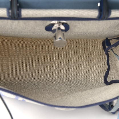 Hermes Vache Hunter Toile H Brides de Gala Herbag Zip Retourne 31 PM Bleu De France Ecru Black 6 of 10