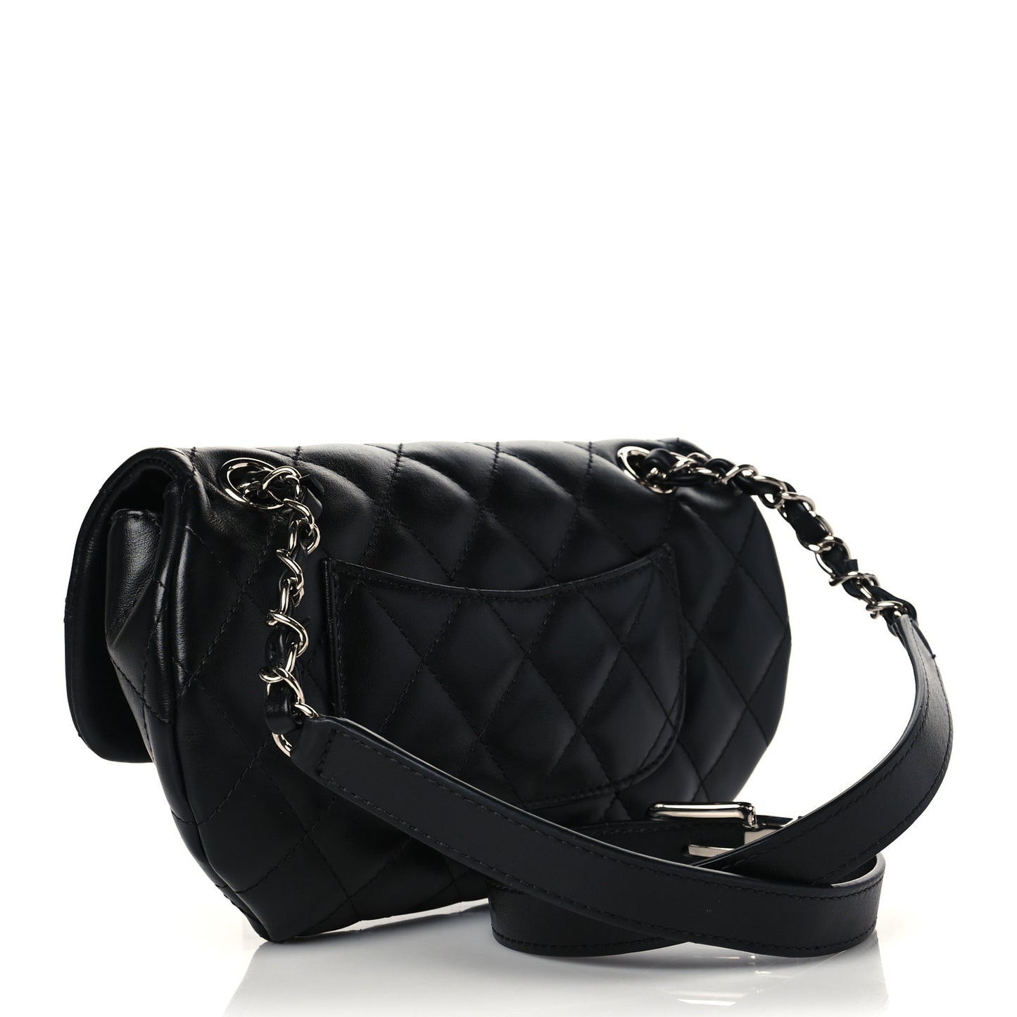 Calfskin Quilted CC Uniform Flap Belt Bag Black
