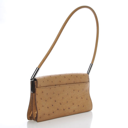 Gucci Ostrich Flap Bag Tan 4 of 11