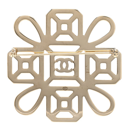 Chanel Crystal Strass CC Cross Brooch Pink Gold 3 of 4