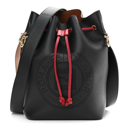Fendi Vitello Grace F is Fendi Stamp Patch Perforated Small Mon Tresor Bucket Bag Black 1 of 9