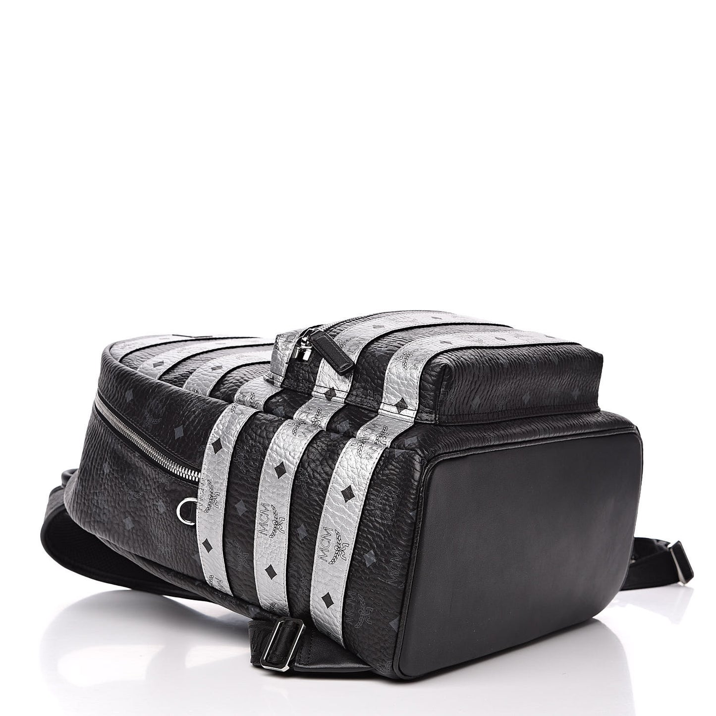 Metallic Visetos Striped Medium Stark Backpack Silver Black