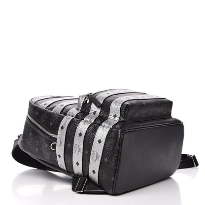 MCM Metallic Visetos Striped Medium Stark Backpack Silver Black 4 of 10