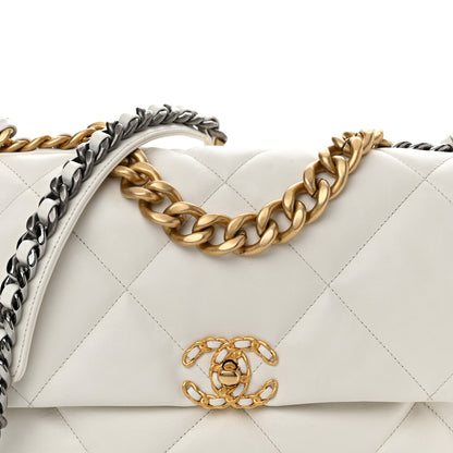 Chanel Goatskin Quilted Large Chanel 19 Flap White 8 of 11