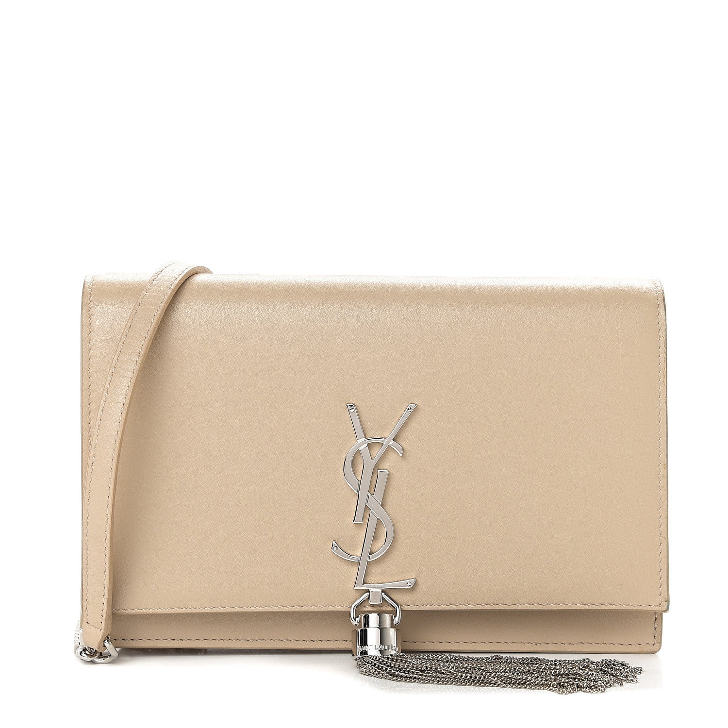 Saint Laurent Smooth Calfskin Classic Monogram Kate Tassel Chain Wallet Light Natural 1 of 10