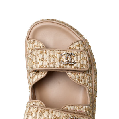 Chanel Braided Fabric Velcro Dad Sandals 40 Beige 11 of 14