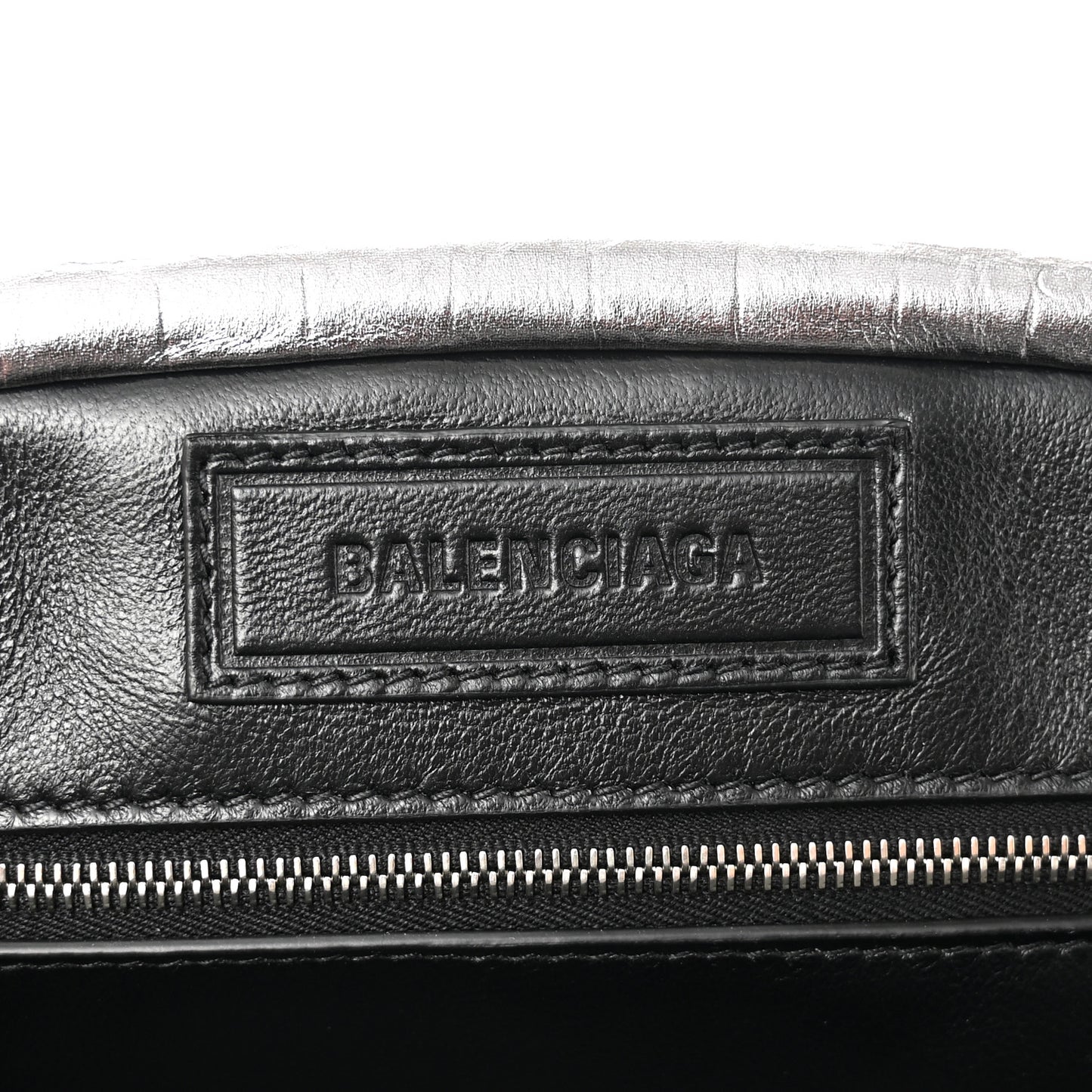 Extra Supple Calfskin Crocodile Embossed Editor Clutch Silver