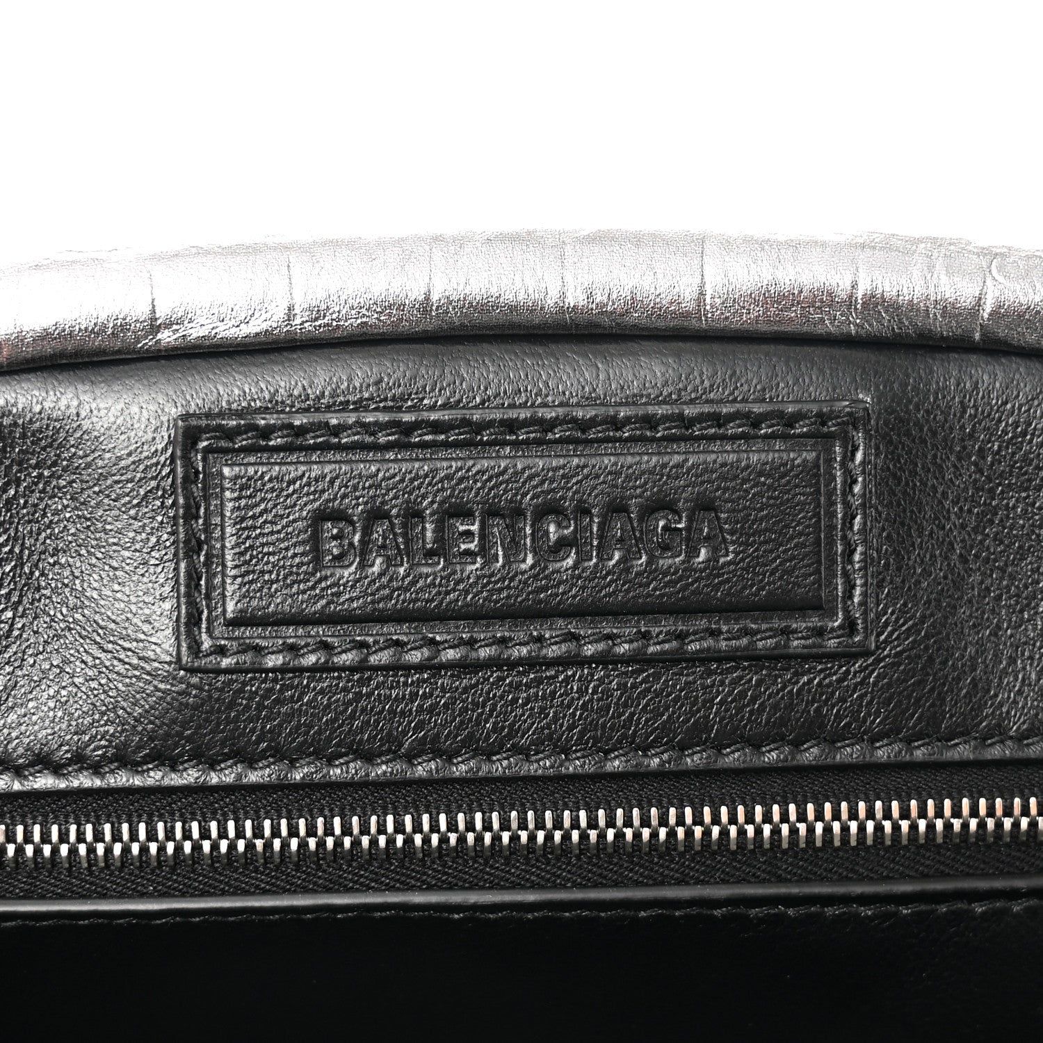 Balenciaga Extra Supple Calfskin Crocodile Embossed Editor Clutch Silver 6 of 7