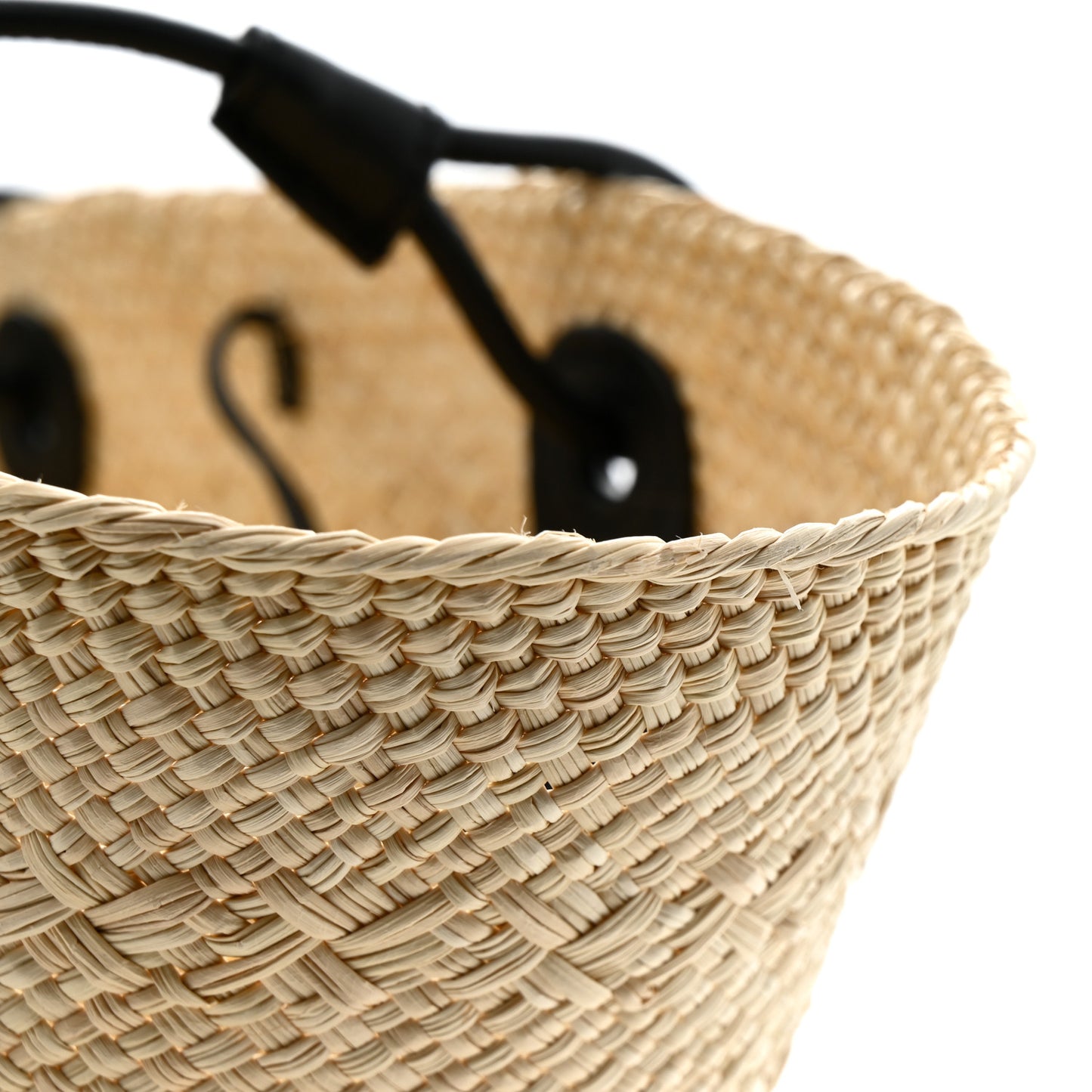 Calfskin Raffia Paulas Ibiza Small Anagram Basket Tote Bag Natural Black