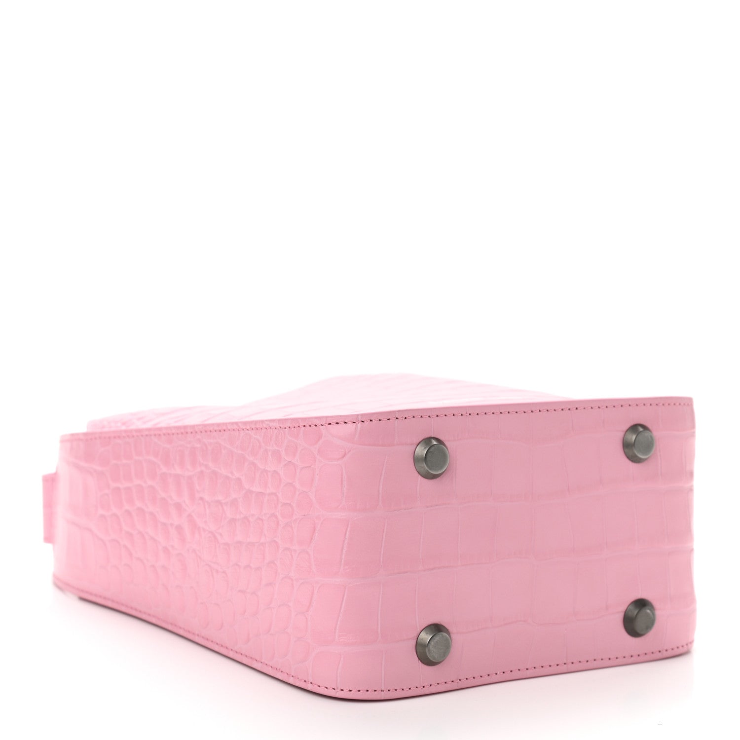 Balenciaga Calfskin Logo Crocodile Embossed XS Tool 2.0 North-South Tote Candy Pink White 5 of 11