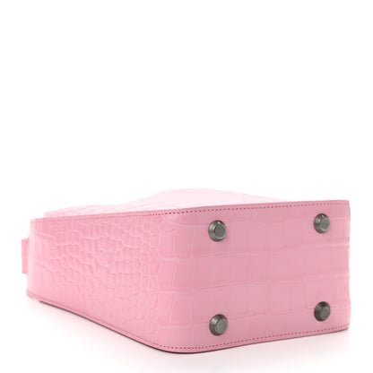 Balenciaga Calfskin Logo Crocodile Embossed XS Tool 2.0 North-South Tote Candy Pink White 5 of 11