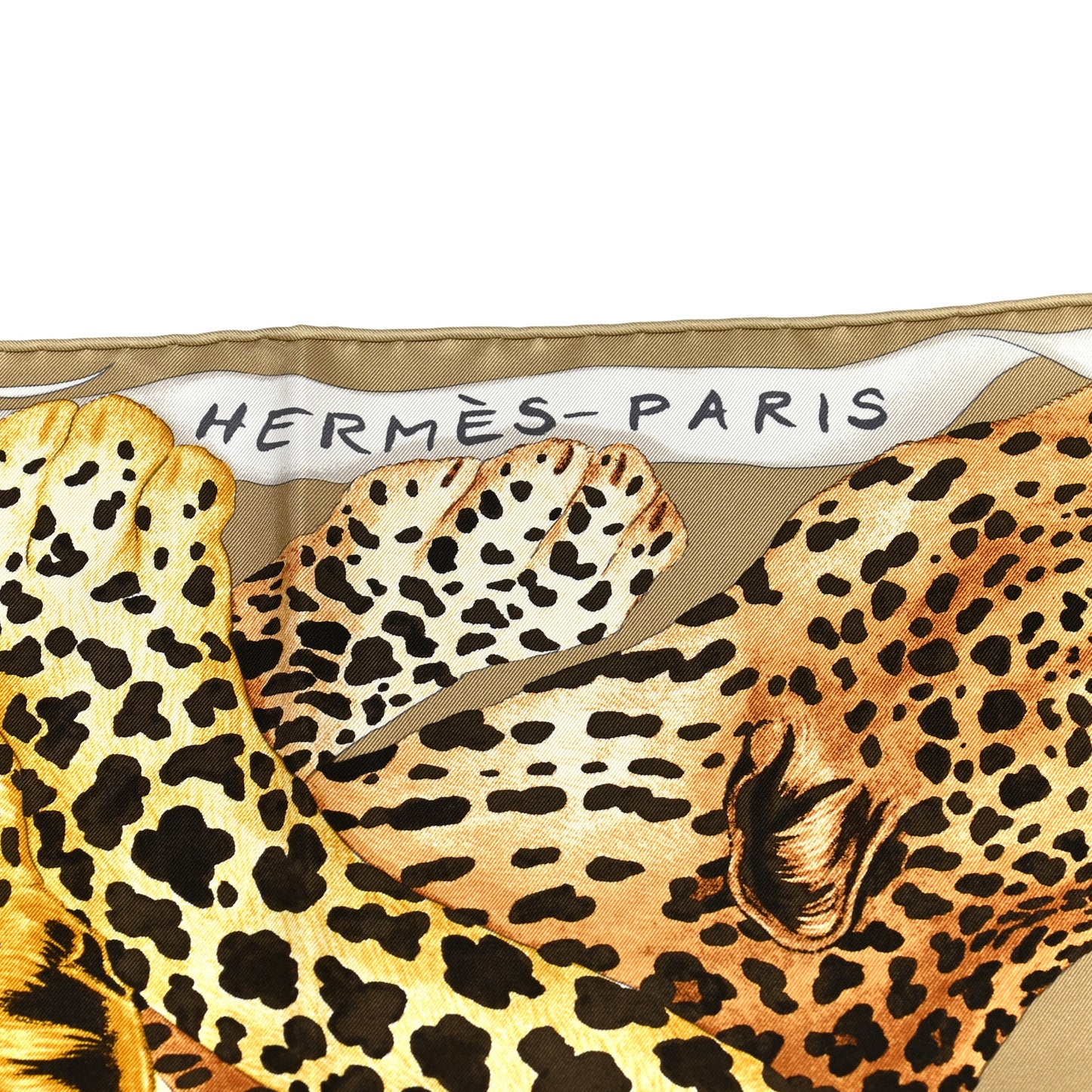 Silk Twill Lazy Leopardesses Scarf 90 Camel Anthracite