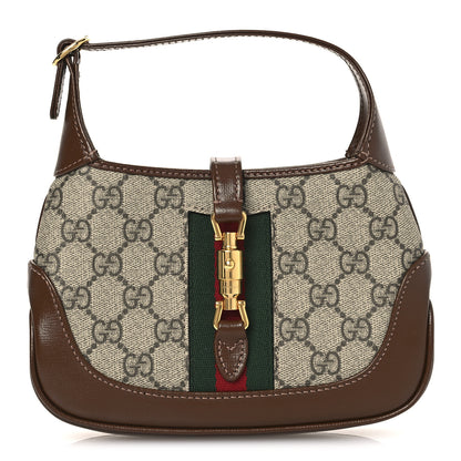 Gucci GG Supreme Monogram Azalea Calfskin Web Mini Jackie 1961 Hobo Beige Ebony Brown Sugar 1 of 11