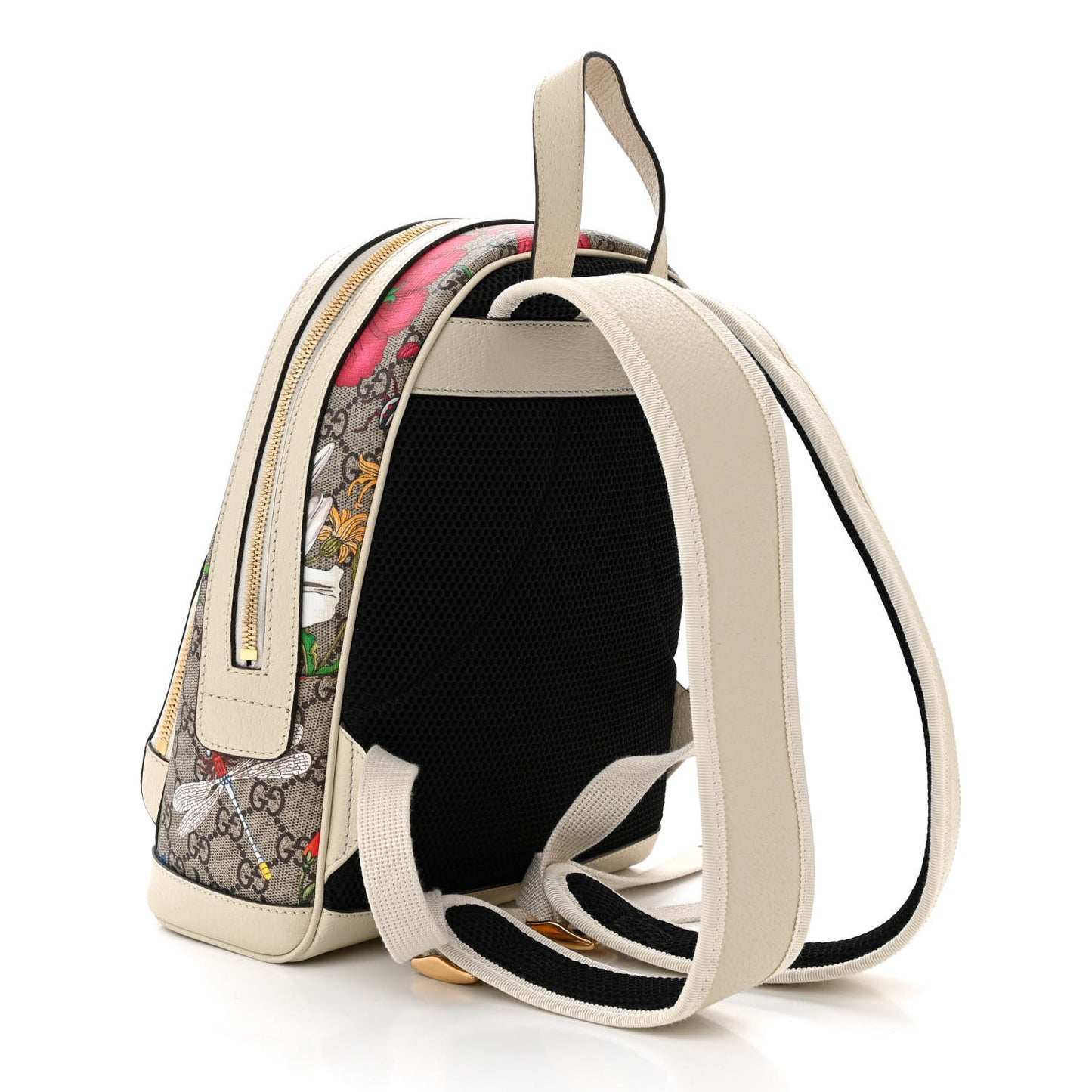 GG Supreme Monogram Flora Web Small Ophidia Day Backpack White