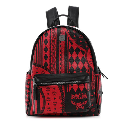 MCM Visetos Baroque Print Medium Stark Backpack Black Red 1 of 10